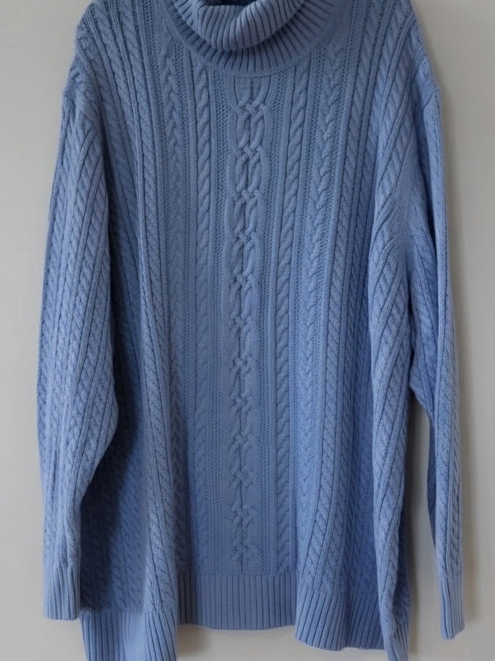 Amazon Essentials Light Blue Cable Knit Turtleneck Sweater